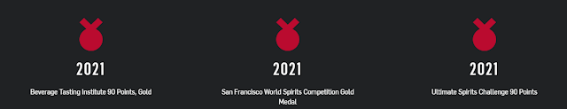 2021 Beverage Tasting Institute Gold 90pts, SF Spirits Gold, Ultimate Spirits 90pts
