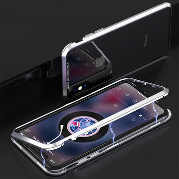 Bakeey Upgraded Version Plating Magnetic Adsorption Aluminum Tempered Glass Protective Case For iPhone X 