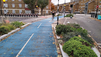 Another view of the crossing showing little rain gardens either side.