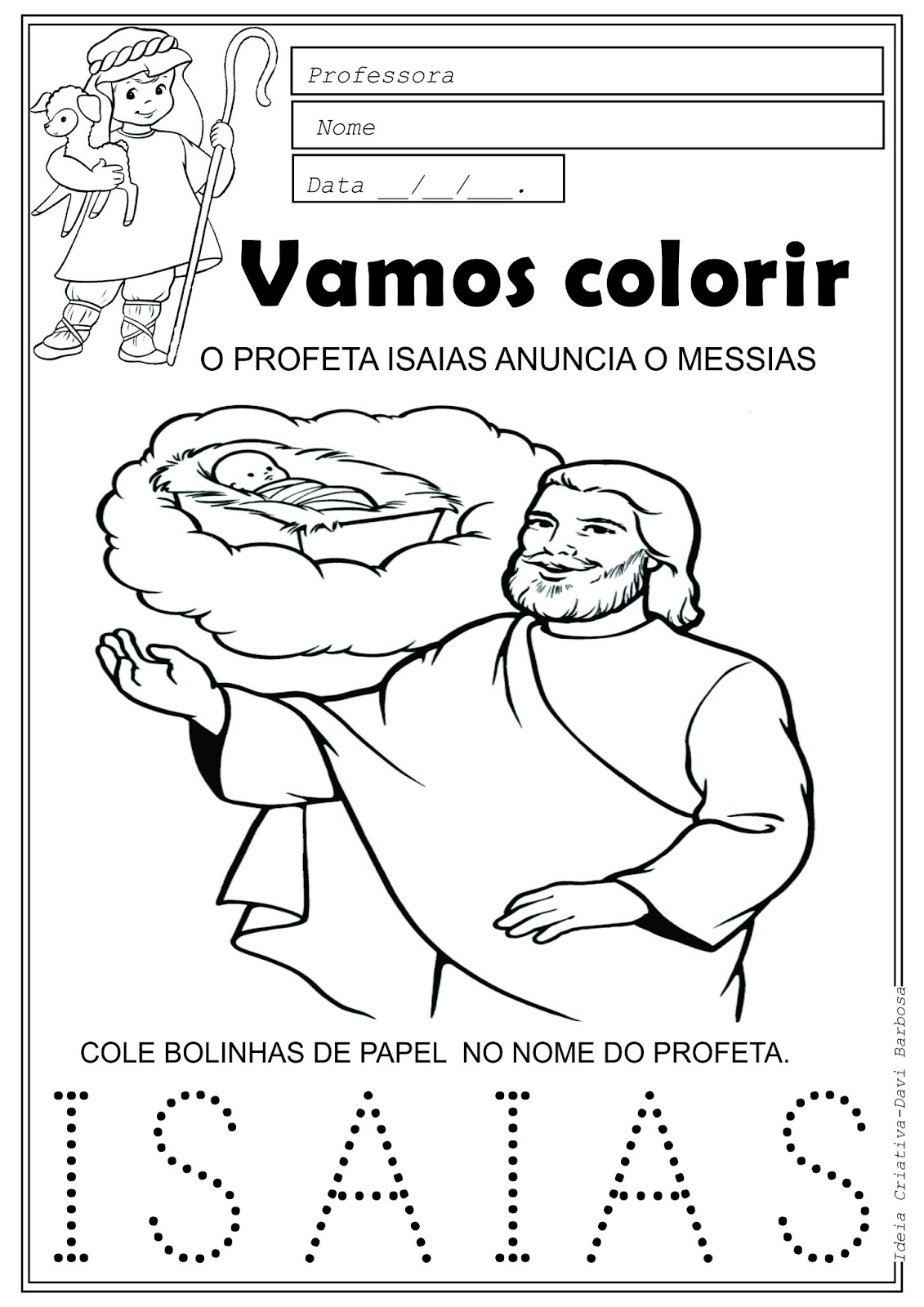 Desenho do Profeta Isaias anunciando o Messias Para Colorir