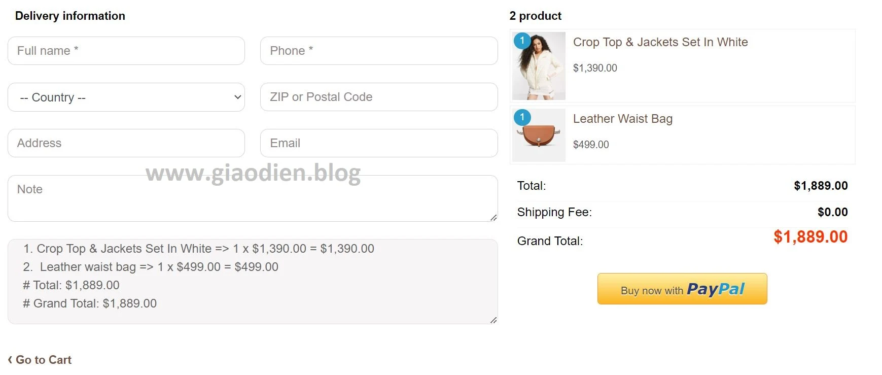 Template Blogspot thanh toán Paypal