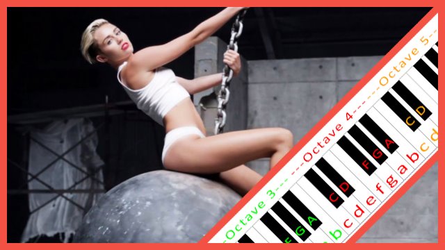 Wrecking Ball by Miley Cyrus Piano / Keyboard Easy Letter Notes for Beginners