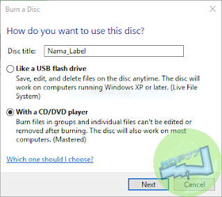Burning CD Atau DVD Step1