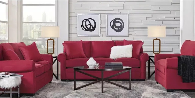 rooms to go red living room set