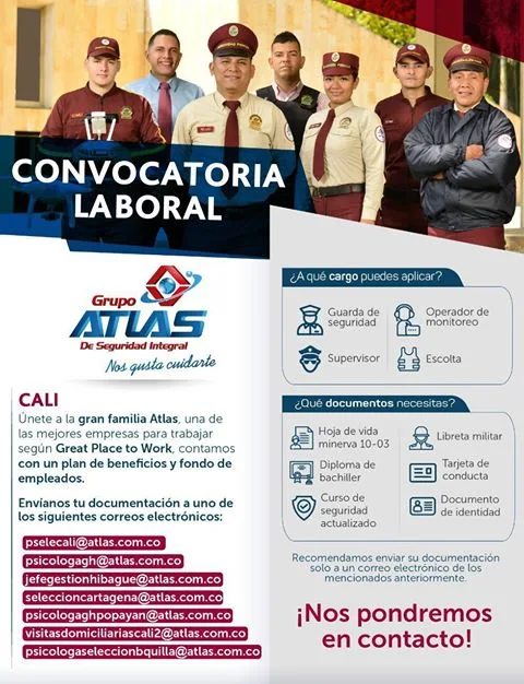 Empleo en Cali CONVOCATORIA SEGURIDAD ATLAS