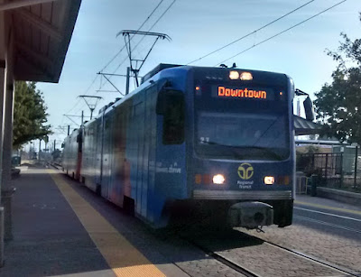 Regional Transit 'Gold Line' light-rail train at Sunset Station