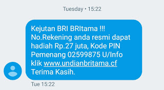 Contoh SMS Penipuan