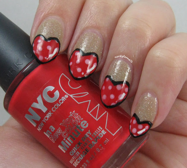 Valentine's Day Nails- Heart Shaped, Cartoon Style, NYC Carnival Red