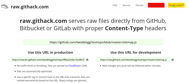 hosting github files using githack