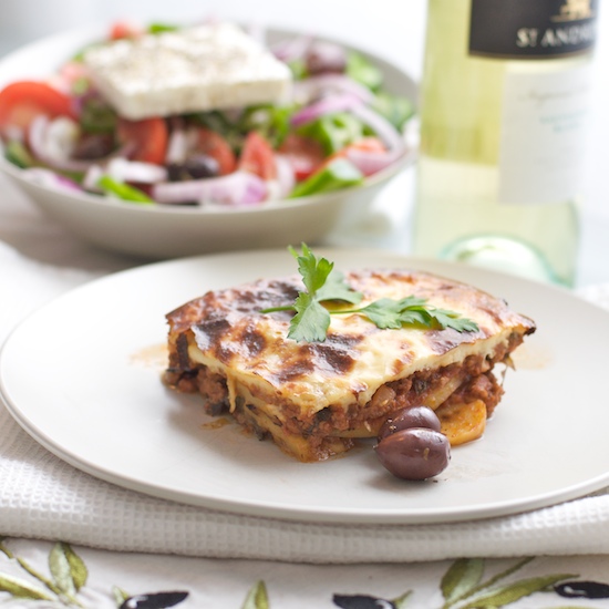 Moussaka with Greek salad