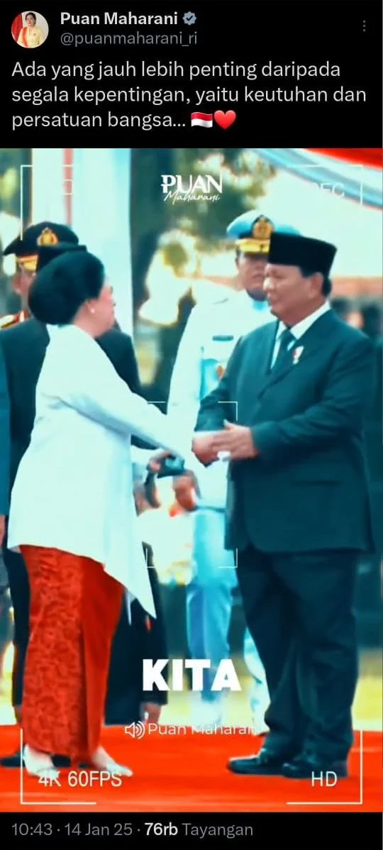 Ketua DPR RI yang juga Ketua DPP PDIP yang juga anak Ketum PDIP Megawati Sinyal Puan Maharani