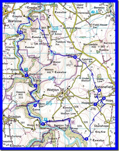 The 18km route, with 780 metres ascent took 5 hours (plus a couple in the pub)