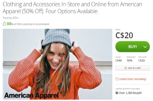 Groupon American Apparel 50% Off Clothing & Accessories