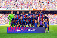 F. C. BARCELONA. Temporada 2022-23. Ter Stegen, Christensen, Koundé, Lewandowsky, Alejandro Balde y Busquets. Frenkie De Jong, Gavi, Ousmane Dembélé, Ansu Fati y Jordi Alba. F. C. BARCELONA 3 🆚 R. C. D. MALLORCA 0 Domingo 28/05/2023, 19:00 horas. Campeonato de Liga de 1ª División, jornada 37. Barcelona, estadio Spotify Nou Camp: 88.775 espectadores. GOLES: ⚽1-0: 1’, Ansu Fati. ⚽2-0: 24’, Ansu Fati. ⚽3-0: 70’, Gavi.