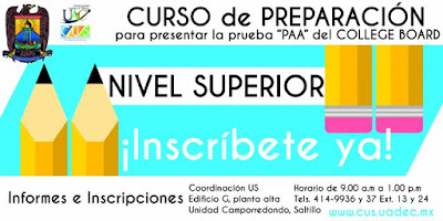 Abre Inscripciones UAdeC para el Curso del Examen de Admisión Collage Board 2016