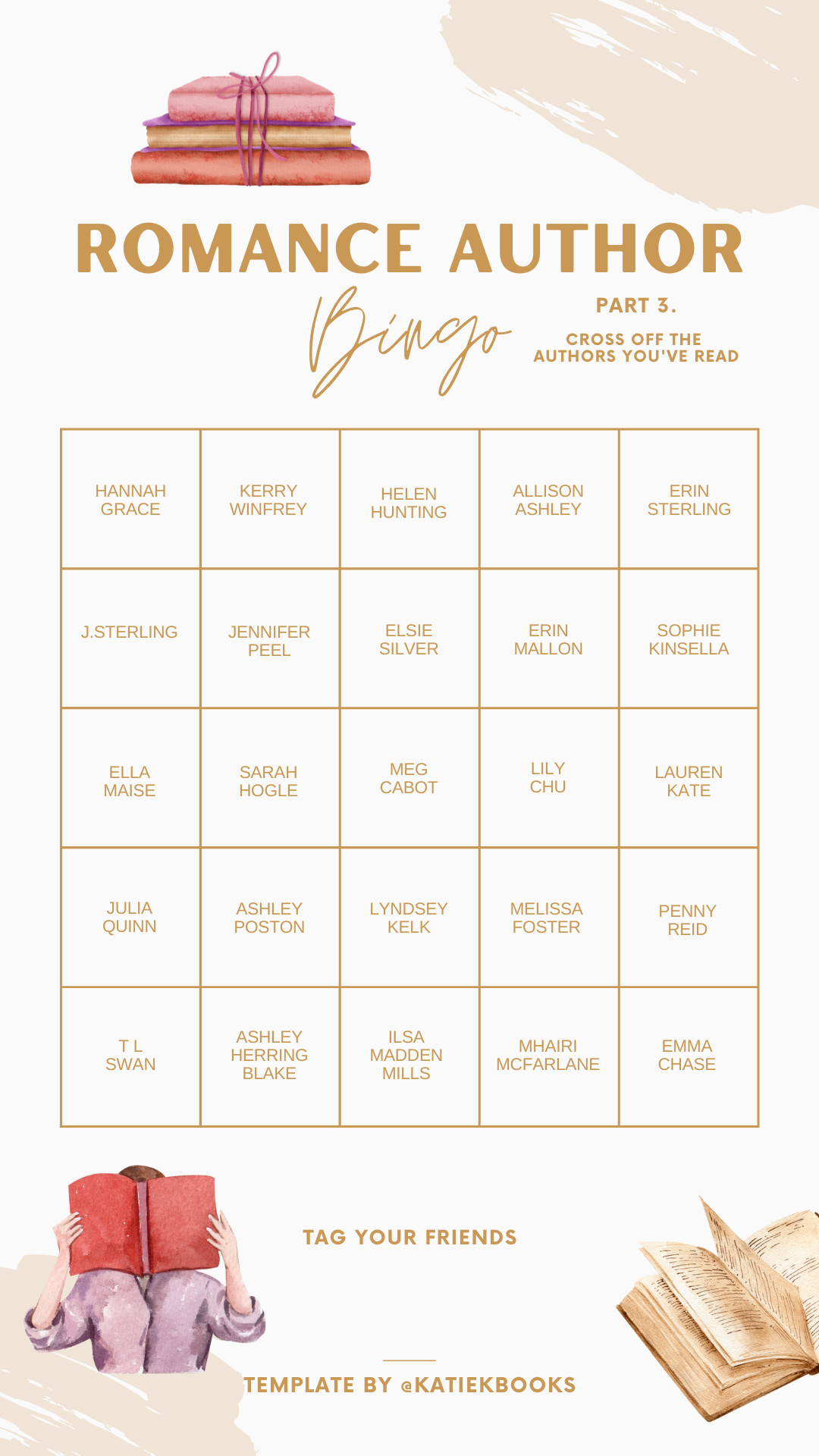 Romance Book Lovers Instagram Story Template to use for fun on your stories. Tag your friends! Romance Book Author Bingo