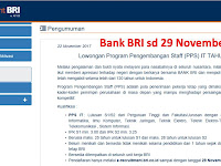 Bank BRI Program Pengembangan Staf sd 29 November 2017 Online