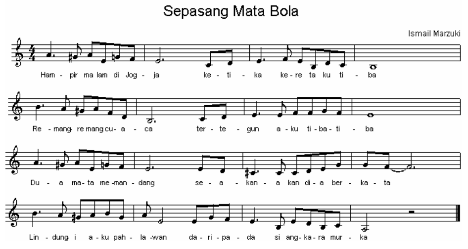 Petikan lagu Sepasang Mata Bola