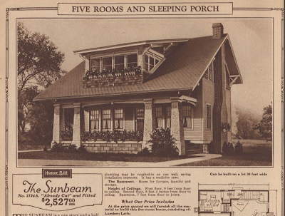 black and white drawing of Sears Sunbeam in the 1925 Sears Modern Homes catalog