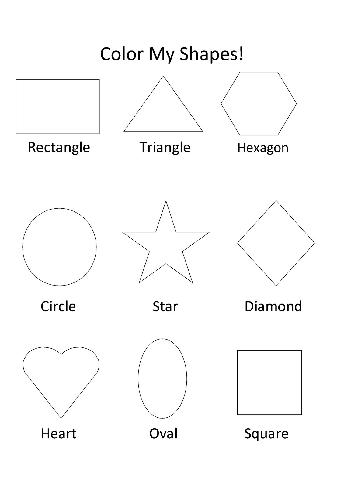 Printable Shapes Coloring Pages 1