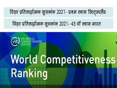 विश्व प्रतिस्पर्द्धात्मकता सूचकांक 2021 |World Competitiveness Yearbook (WCY)