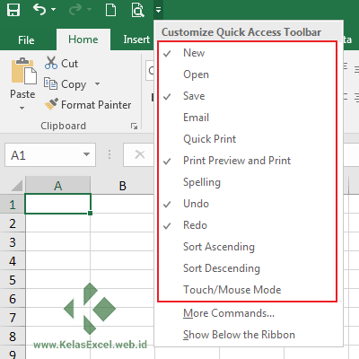 Menambah Menu Quick Access Toolbar Excel