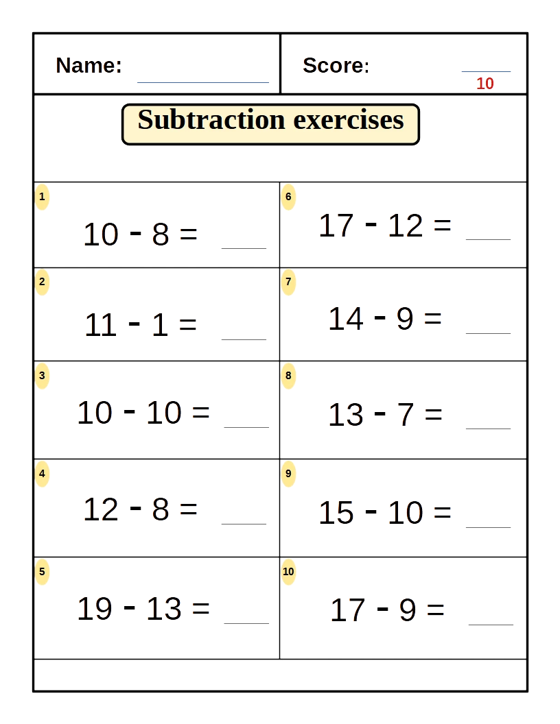 Subtraction for 2st Grade