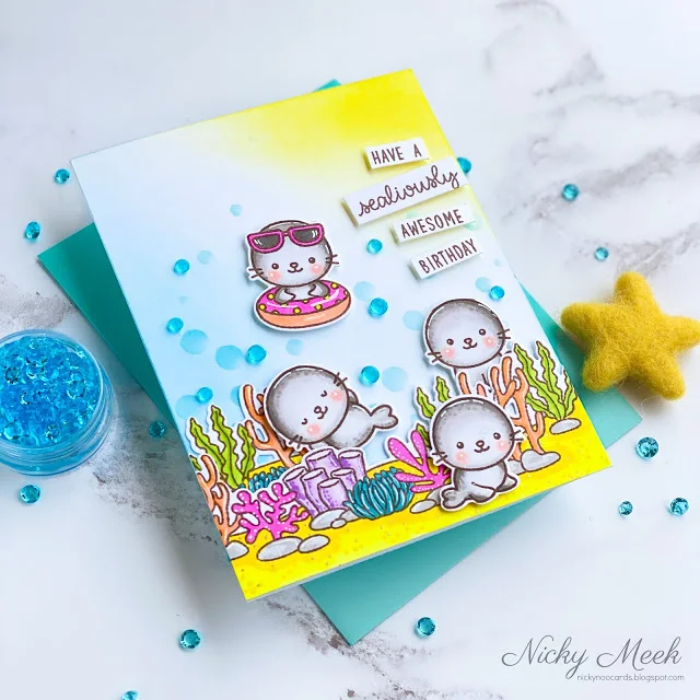 Sunny Studio Stamps: Sealiously Sweet Tropical Scenes Summer Themed Cards by Nicky Meek