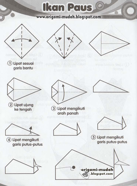  Cara  Mudah  Membuat  Origami  Ikan Paus