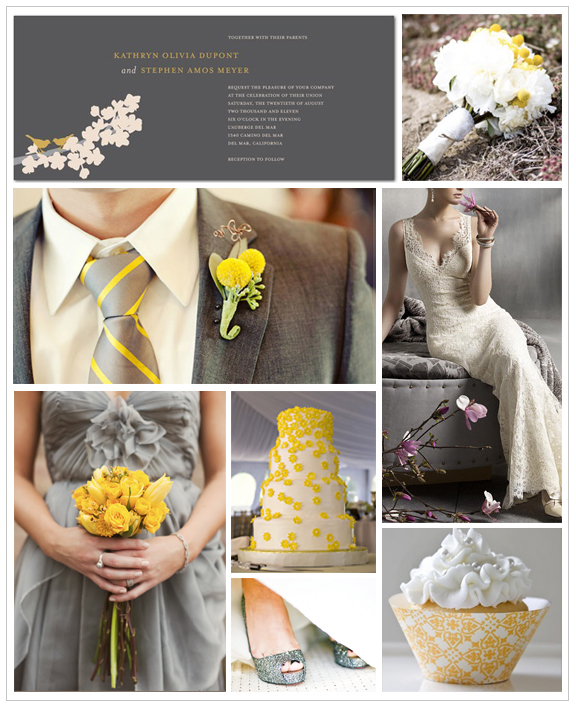 yellow and gray themed weddingsromantic wedding centerpieces