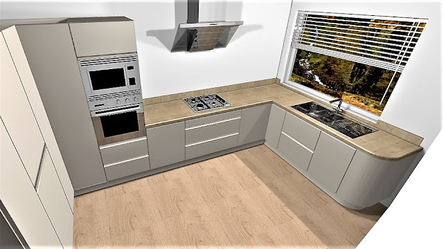 Knebworth matt mussel handle-less kitchen by Kree8 kitchens and bedrooms of Lancaster.