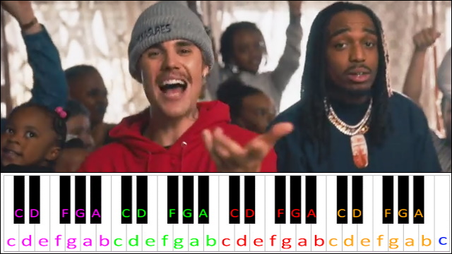 Intentions by Justin Bieber Piano / Keyboard Easy Letter Notes for Beginners