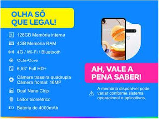 Smartphone LG K61 128GB Branco