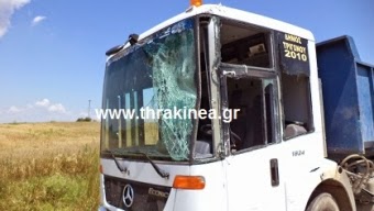 Σύγκρουση φορτηγών στην Ορεστιάδα .. ΒΙΝΤΕΟ