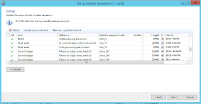 Screenshot of the number sequence wizard