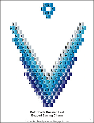 Free brick stitch seed bead earring pattern labeled color chart.