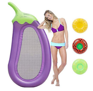 Geefia Eggplant Giant Pool Float, Inflatable Floats Pool Raft 3 Cup Holder Outdoor Swimming