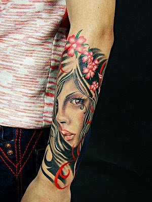 arm tattoo,portrait tattoo