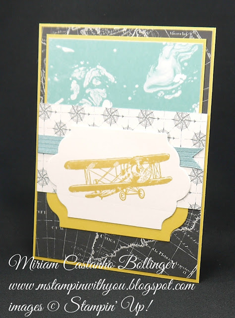 Miriam Castanho-Bollinger, #mstampinwithyou, stampin up, demonstrator, ppa, masculine card, going places dsp, sky is the limit stamp set, lots of labels framelits, big shot, su