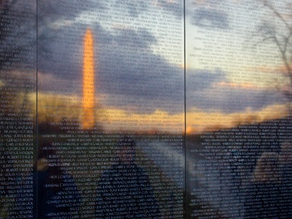 Vietnam Memorial Reflecting the Washington Monument-2