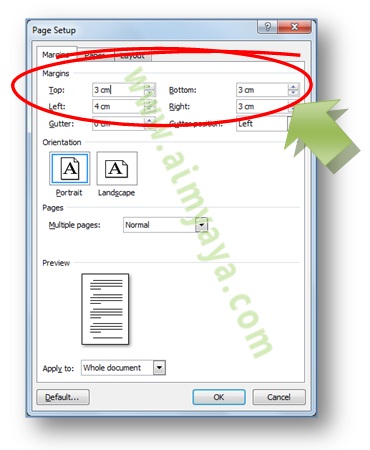 Gambar: tombol untuk menampilkan dialog Page Setup di Microsoft Word 2007