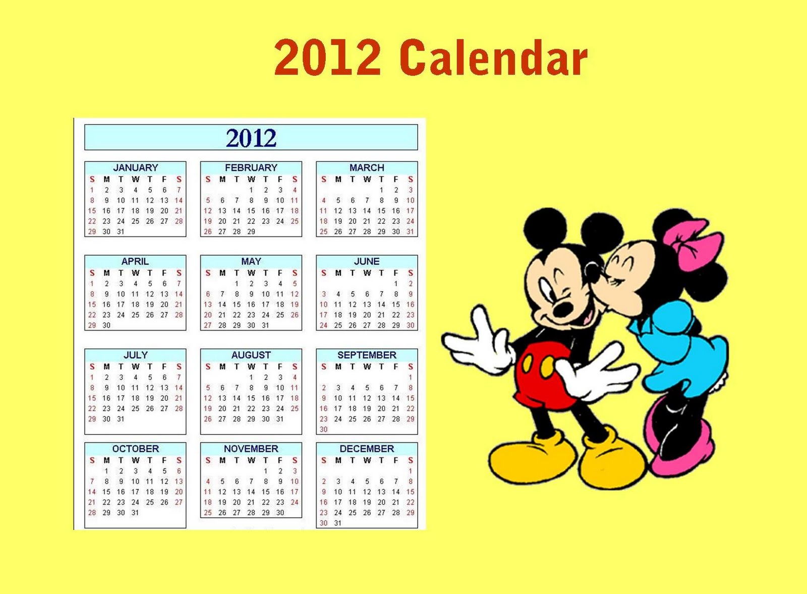2012 Printable Disney Calendar For Kids How To Make Your Own