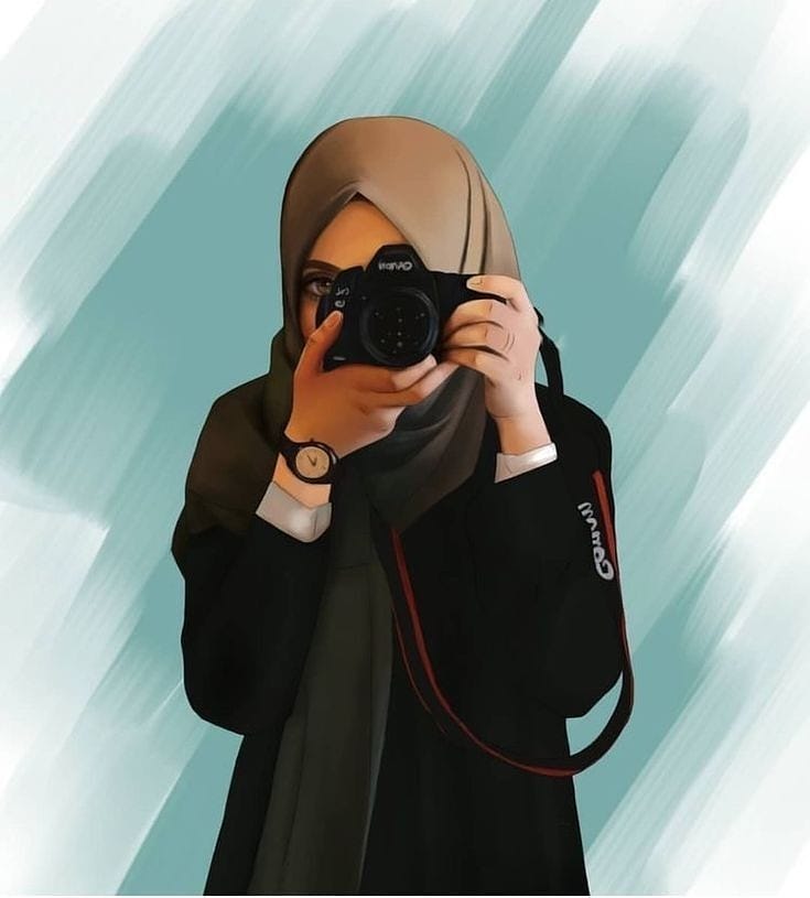 New Hijab Art Girl with Camera