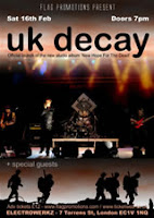 UK Decay to play Electrowerks London, Sat 16th Feb 2013