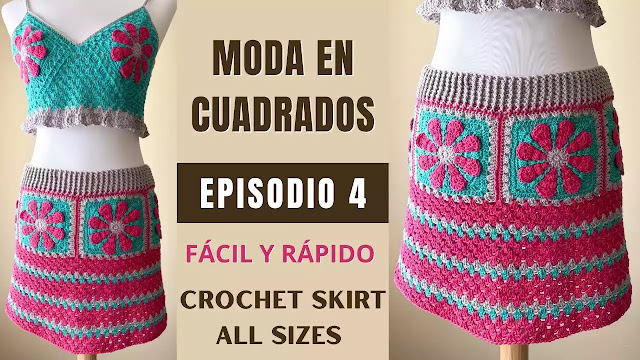 Como tejer una falda con cuadros facil para todas las tallas a crochet