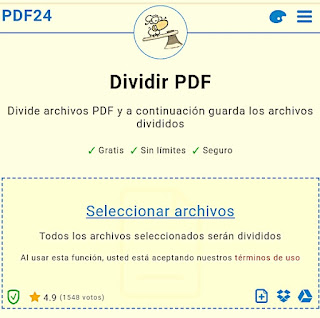 herramienta dividir archivos pdf