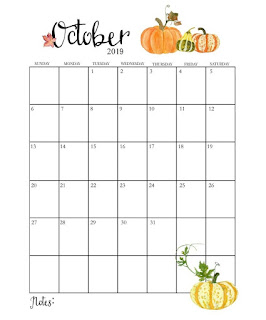 Free Printable Calendar October 2019