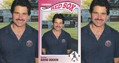 David  Duchin 1990 Lynchburg Red Sox card, Duchin posed hands behind back