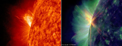 Llamarada solar clase M2.3, imágen satéliote Soho, 08 de Octubre 2012