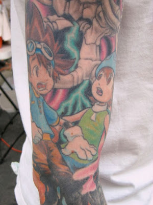 Hands down best tattoo we saw complete arm sleeve with Digimon characters